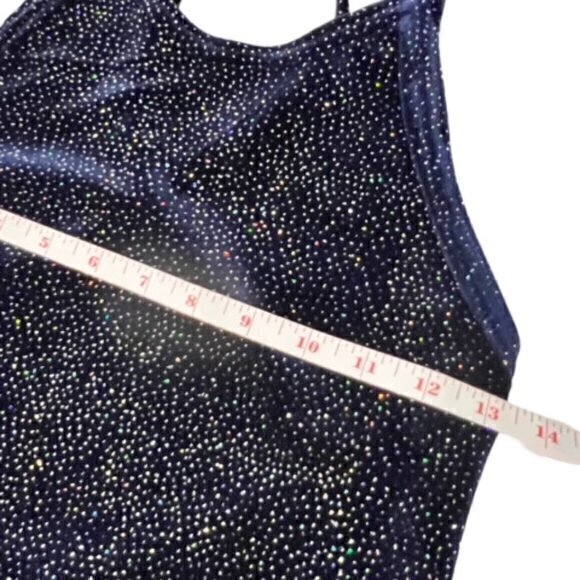 Jump Apparel by Wendye Chaitin Velvet Gown Dress Size 7/8 Blue Multi Glitter USA - Picture 8 of 12
